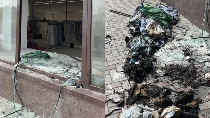В Тюмени неизвестные подожгли магазин одежды, расположенный в жилом доме. ВИДЕО