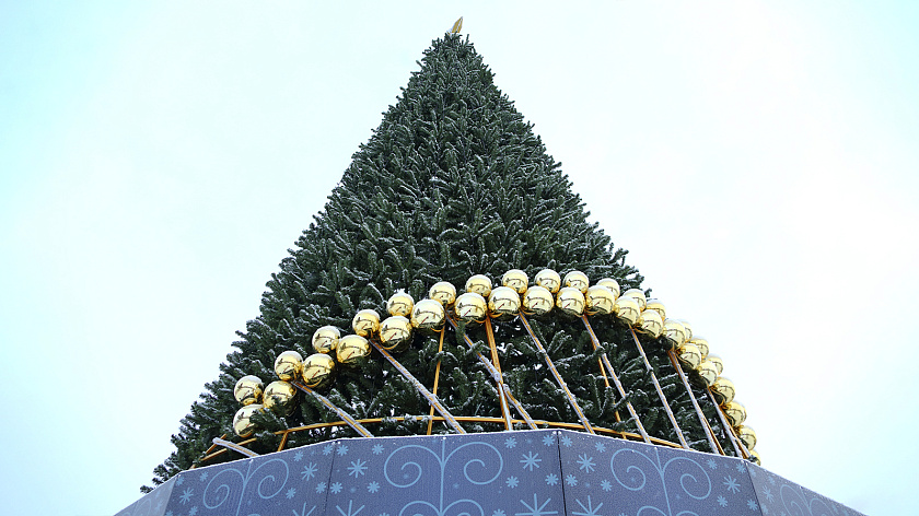 В Ноябрьск-парке начали устанавливать новогоднюю ёлку